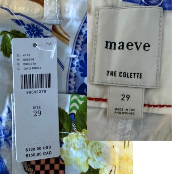 Maeve Colette Cropped Wide-Leg Trousers | White Floral Size 29 NWT Anthropologie - Picture 8 of 10